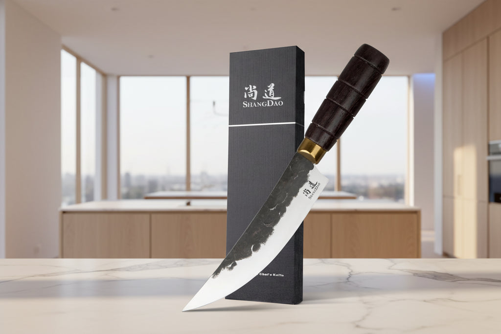 SHANGDAO Rostfri Kockkniv – Naturligt Trähandtag, Seriös Prestanda