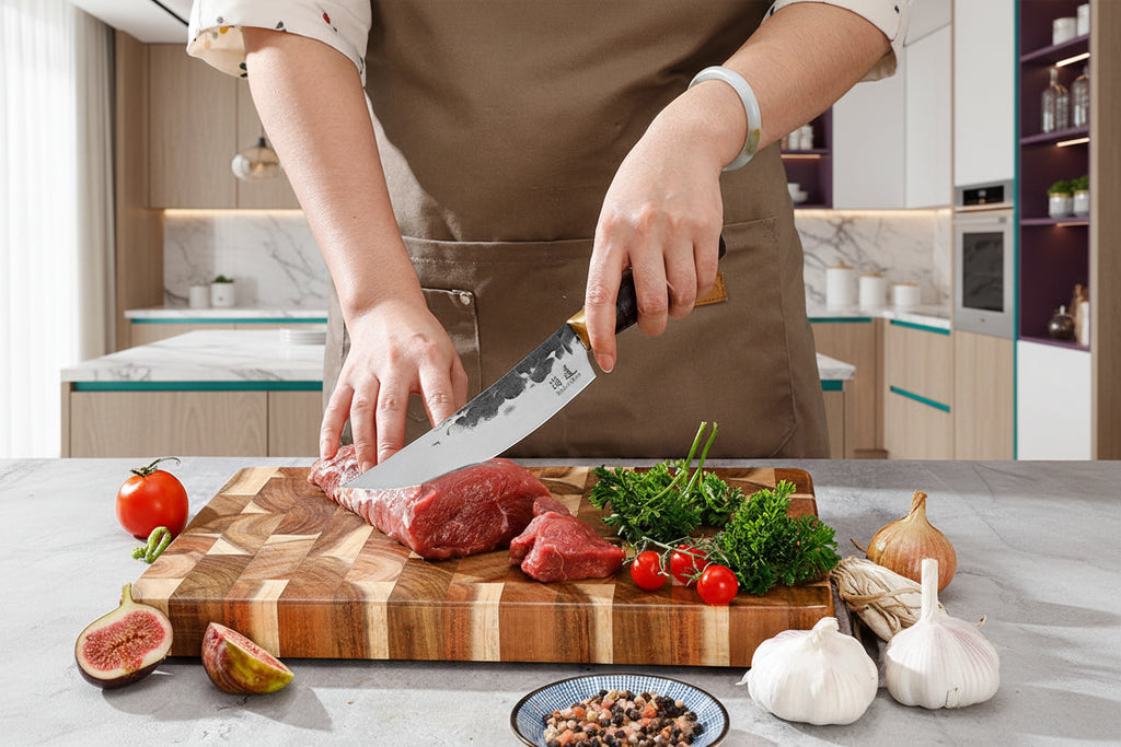 SHANGDAO Rostfri Kockkniv – Naturligt Trähandtag, Seriös Prestanda