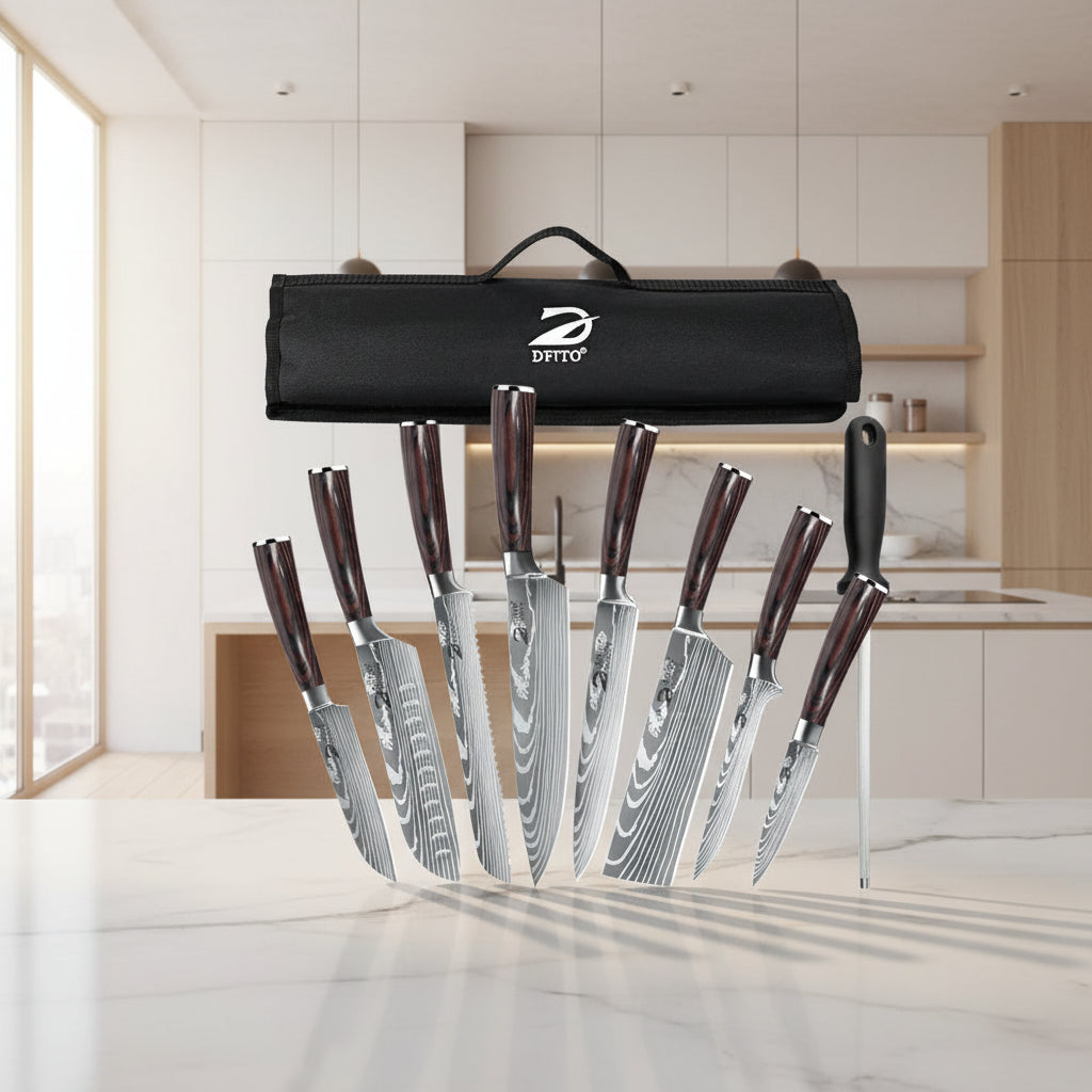 8-Delars Köksknivset – Stilren Design. Seriös Skärpa.