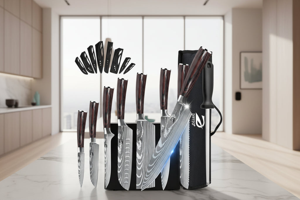 8-Delars Köksknivset – Stilren Design. Seriös Skärpa.