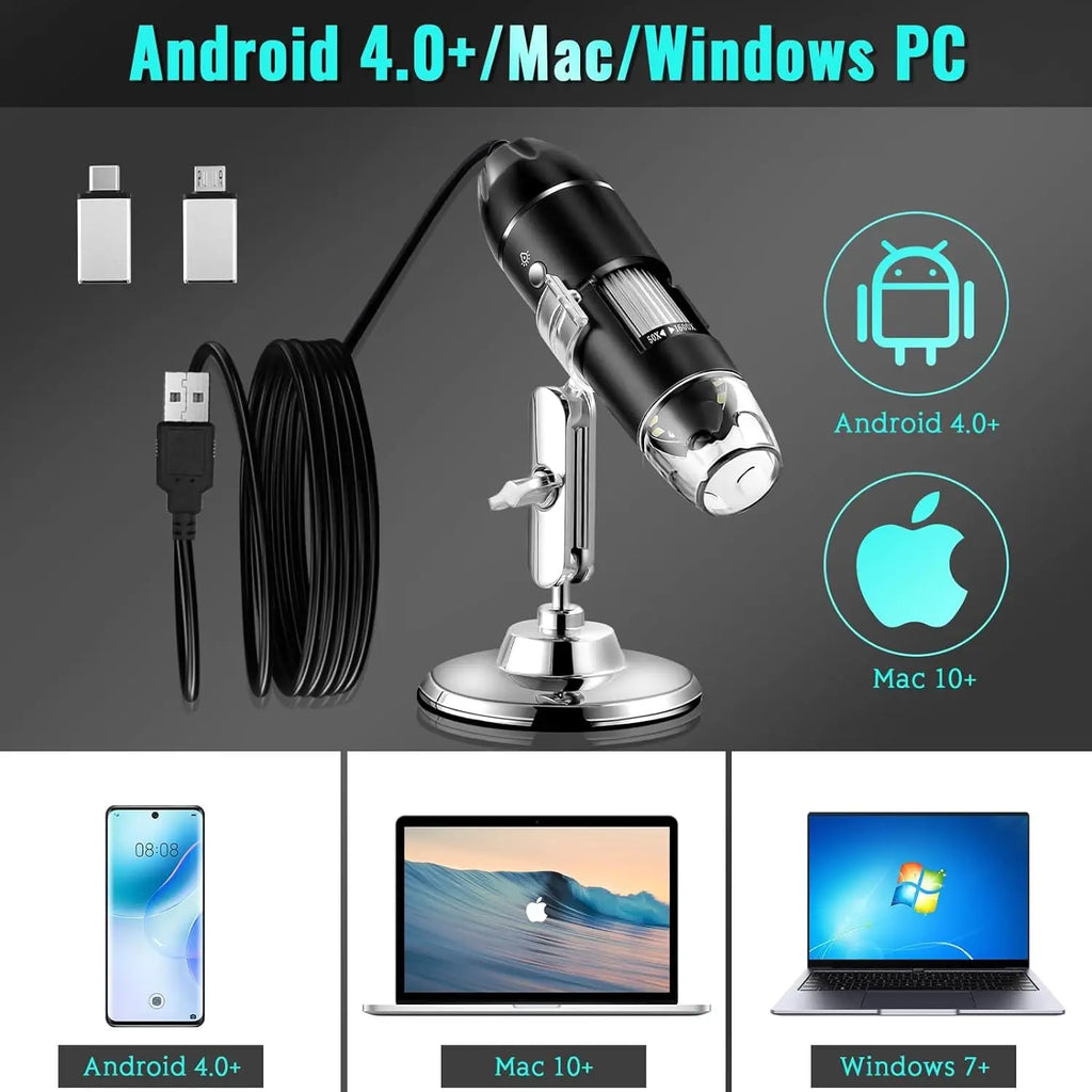 Hayve 1600X USB-Mikroskop – 1080P HD, 8 LED, Android/Mac/Windows