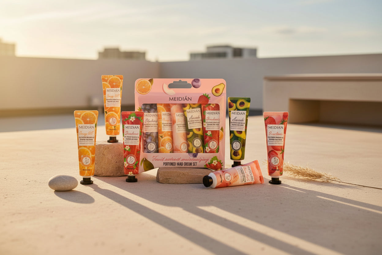 Hand Care Ritual – 5-Pack Fruktiga Handkrämer med Långvarig Doft